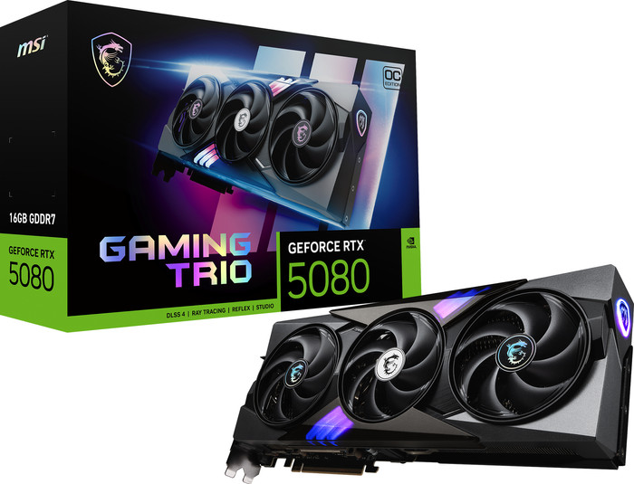MSI GeForce RTX 5080 GAMING TRIO OC 16GB packaging