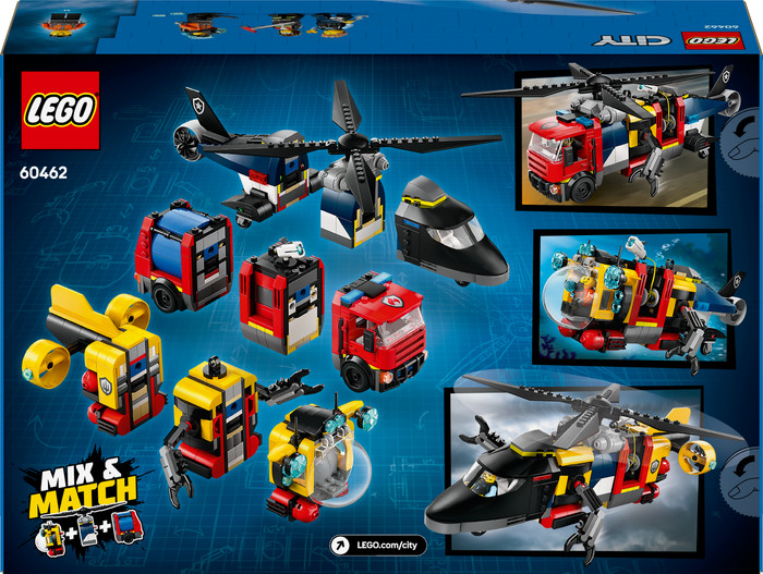LEGO City - Hélicoptère, Camion de Pompiers et Sous-marin Modulable 60462 emballage