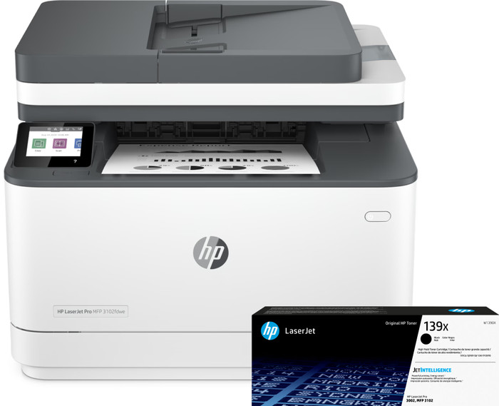 HP LaserJet Pro MFP 3102fdw + 1 extra zwarte XL toner Main Image