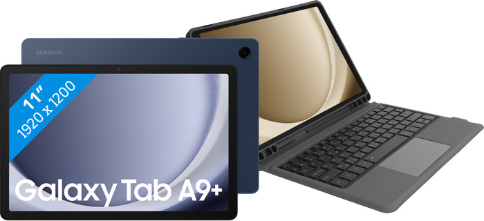 Samsung Galaxy Tab A9 Plus 11 Pouces 128 Go Wifi Bleu + BlueBuilt Étui Clavier AZERTY Main Image
