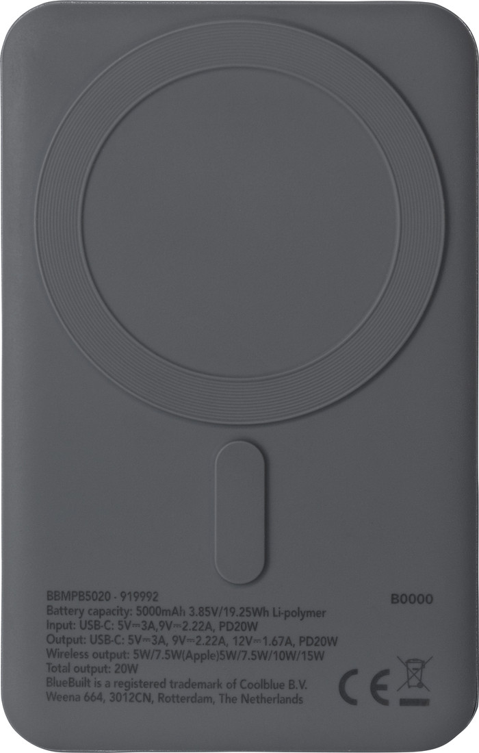 BlueBuilt Wireless Power Bank with MagSafe Magnet 5000mAh back