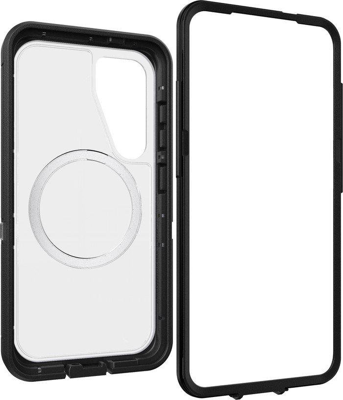 OtterBox Defender Samsung Galaxy S25 Back Cover with Magnet Transparent with Black Belt front