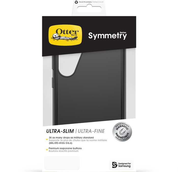 OtterBox Symmetry Samsung Galaxy S25 Plus Back Cover with Magnet Black packaging