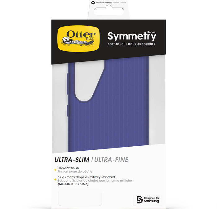 OtterBox Symmetry Soft Touch Samsung Galaxy S25 Back Cover with Magnet Purple packaging
