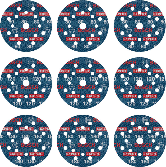 Bosch Professional EXPERT O780 125 millimeter K80, K120, K180 (9x) Main Image