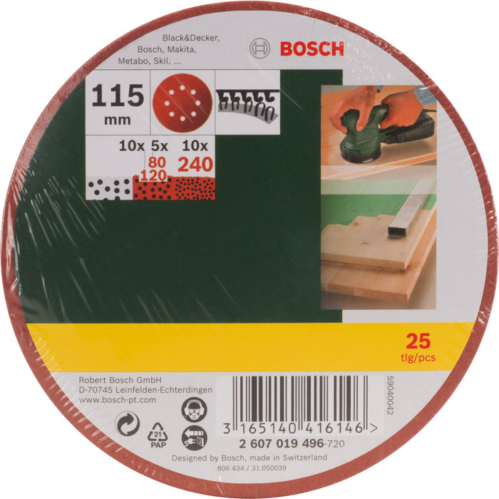 Bosch Promoline 115 millimeter K80, K120, K240 (25x) voorkant