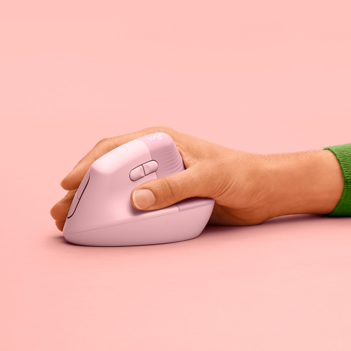 Logitech Lift Vertical Ergonomic Mouse Pink product in use