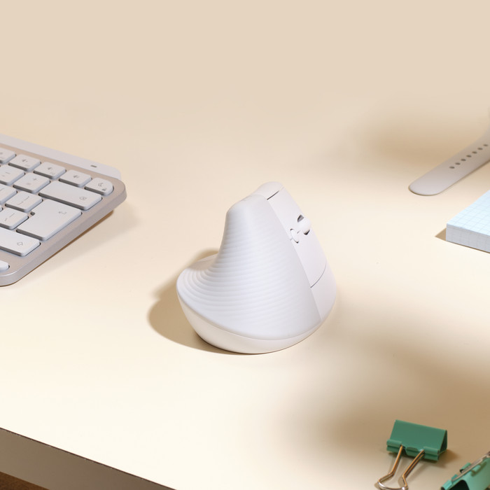 Logitech Lift for Mac Vertical Ergonomic Mouse White product in use