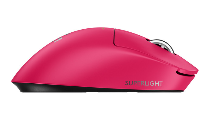 Logitech G PRO X Superlight 2 DEX Lightspeed Souris Gamer Sans Fil Magenta côté gauche