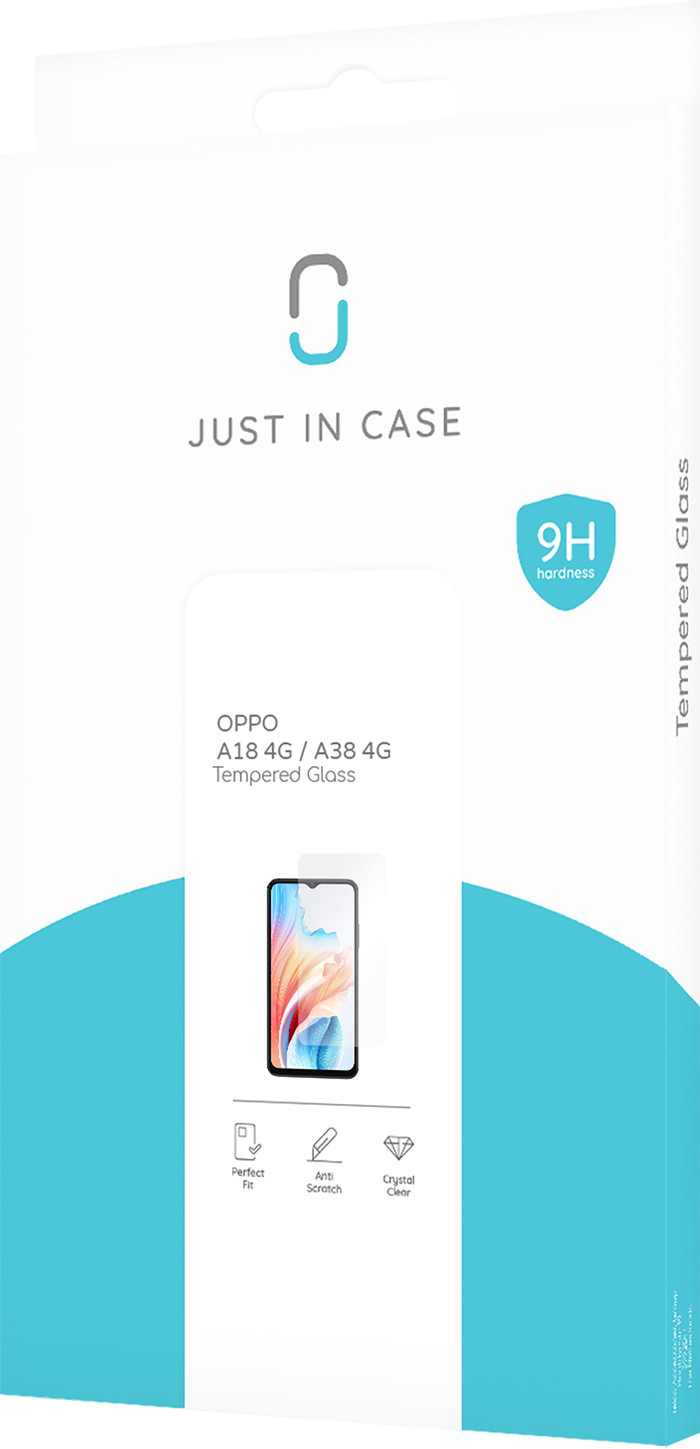 Just In Case Tempered Glass Oppo A38 4G / A18 4G Screenprotector verpakking