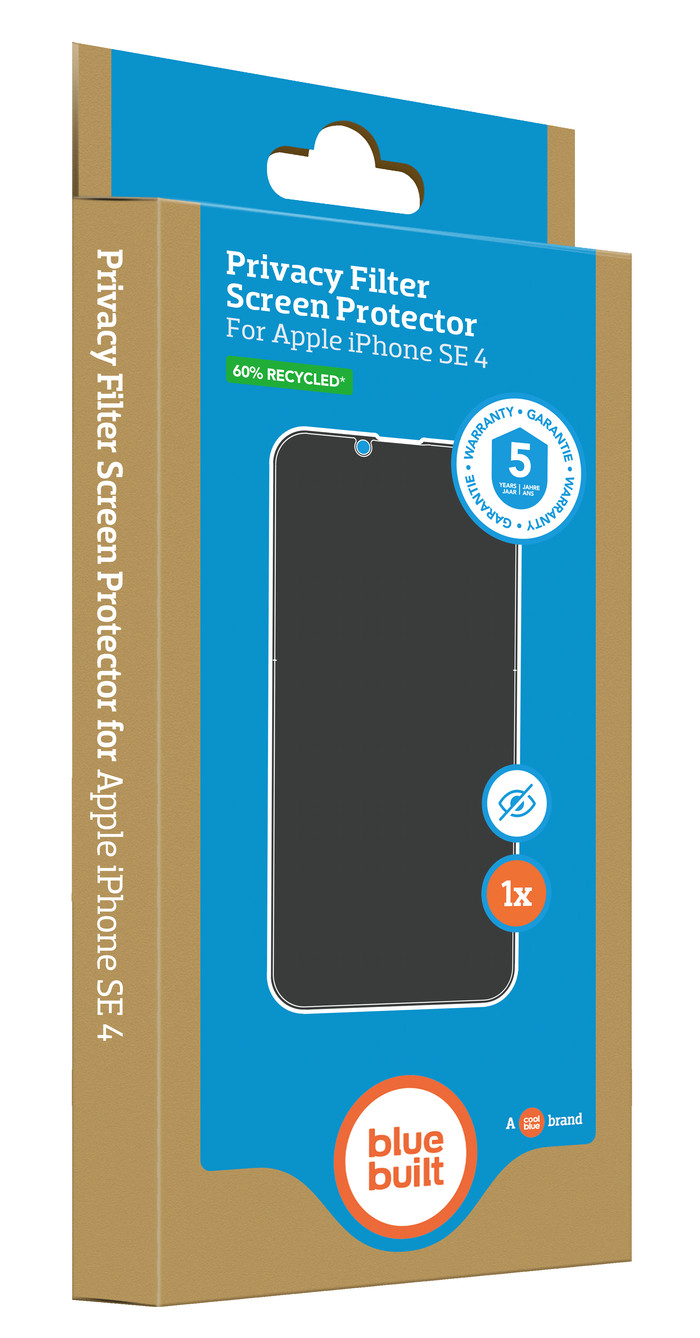 BlueBuilt iPhone 16e Privacy Filter Screen Protector Glass packaging