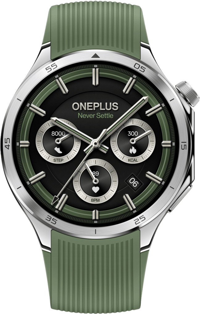 OnePlus Watch 3 Zilver/Groen voorkant