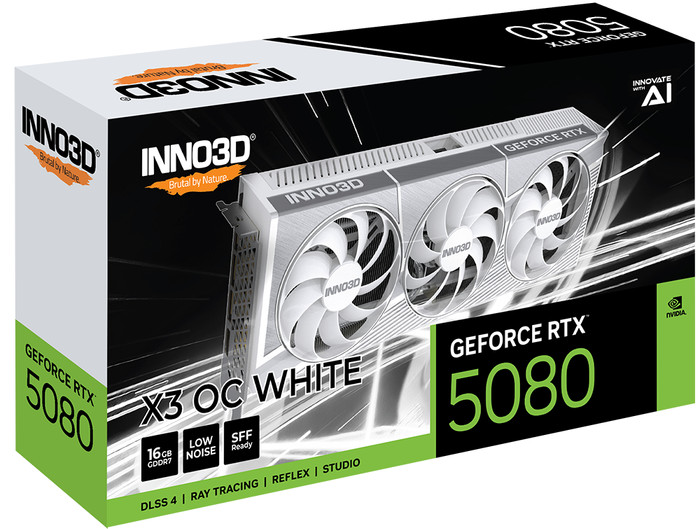 INNO3D GeForce RTX 5080 X3 OC WHITE 16GB verpakking