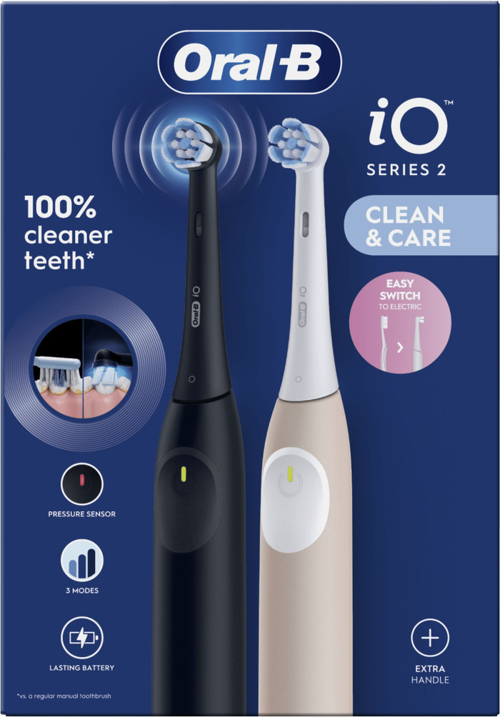 Oral-B iO 2 Duo Pack Black and Pink Value Pack packaging