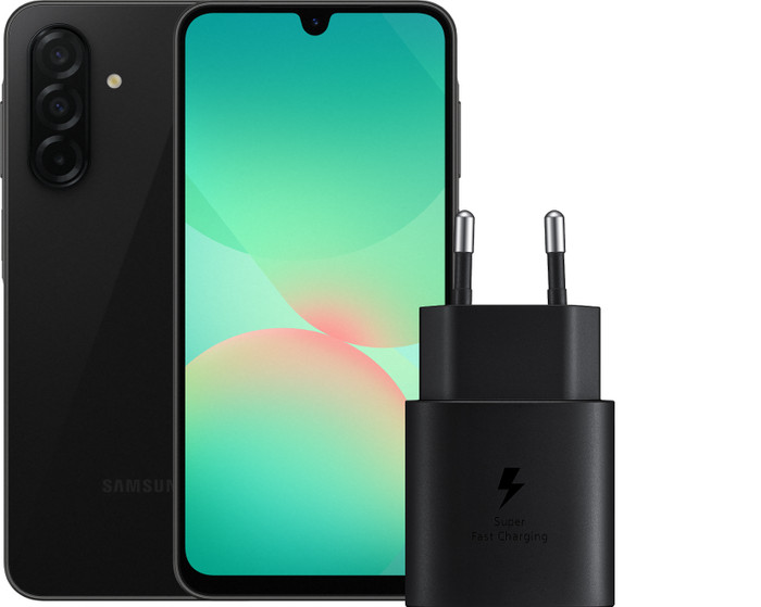 Samsung Galaxy A26 128 Go Noir 5G + Samsung Chargeur 25 Watts Noir Main Image