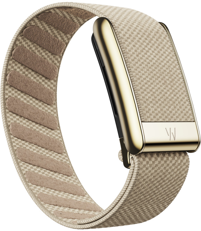 WHOOP 5.0 SuperKnit Luxe Band Beige product in gebruik
