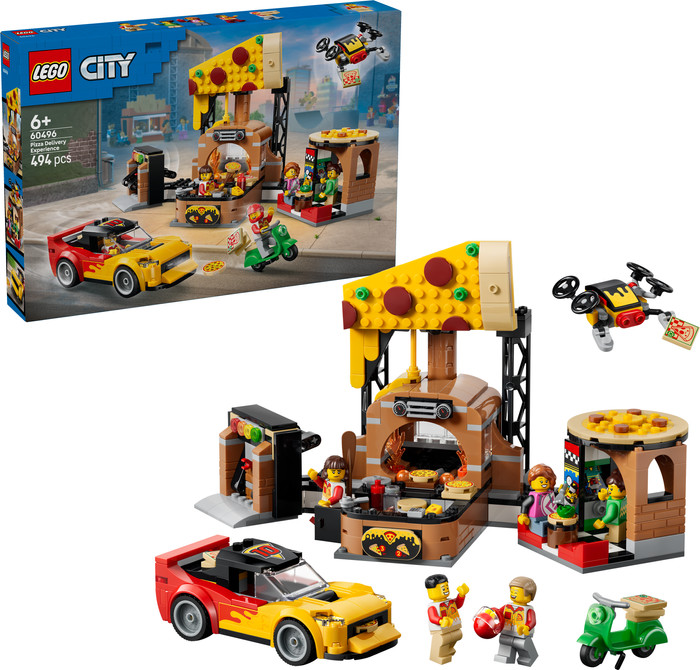 LEGO City Pizzacentrale met voertuigen 60496 rechterkant