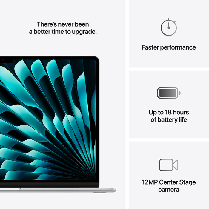 Apple MacBook Air 15 inch (2025) M4 (10 CPU/10 GPU) 16GB/512GB Zilver AZERTY visual leverancier