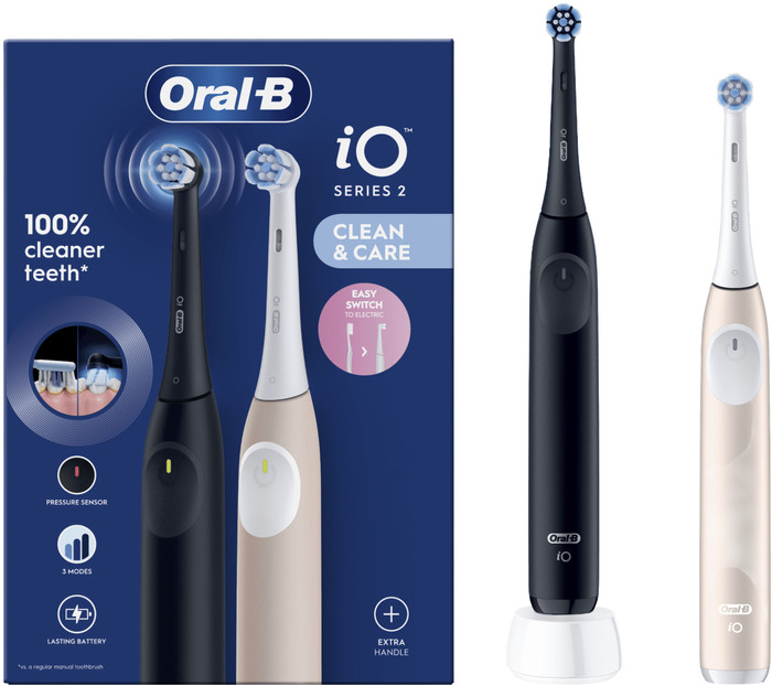 Oral-B iO 2 Duo Pack Black and Pink Value Pack packaging
