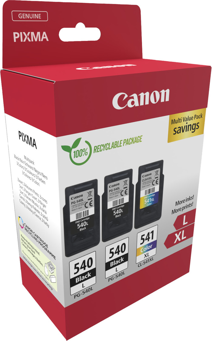 Canon PG540L x2/CL541 XL Cartridges Combo Pack packaging
