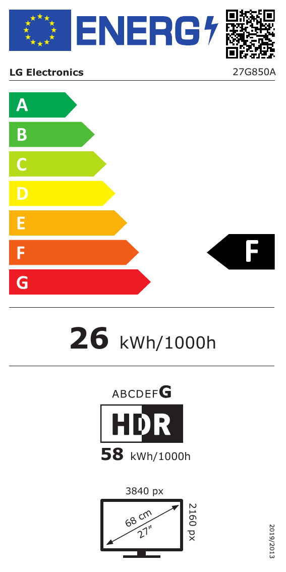 LG UltraGear 27G850A-B energy label