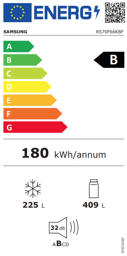 Samsung RS70F66KBFEF classe énergétique