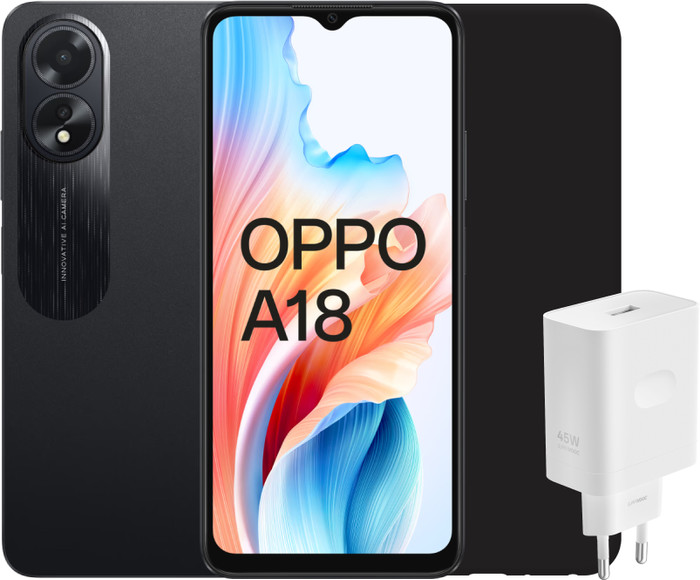 OPPO A18 128 Go Noir 4G + Pack d'Accessoires Main Image