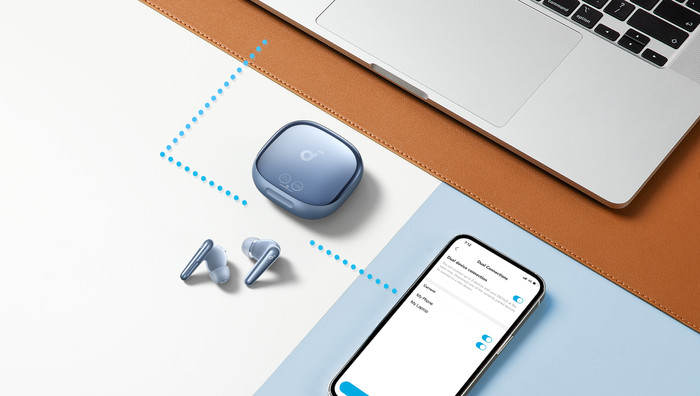 soundcore Liberty 4 Pro Light Blue product in use