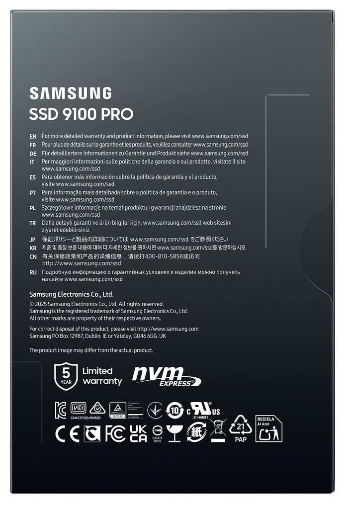 Samsung 9100 Pro 1TB PCIe 5.0 M.2 SSD packaging