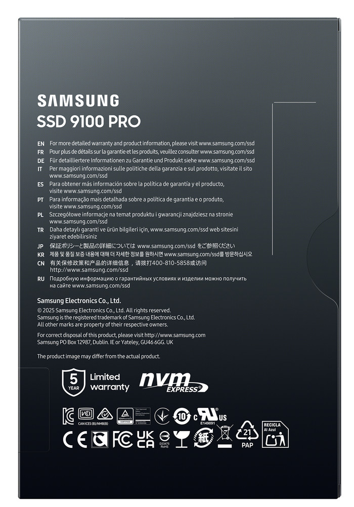 Samsung 9100 Pro 4TB PCIe 5.0 M.2 SSD verpakking