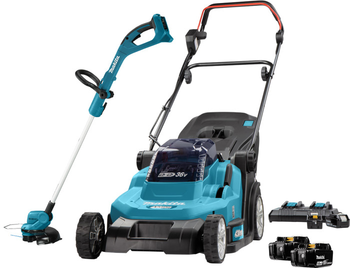 Makita DLM432PT with 5.0Ah Battery (2x) + Makita DUR193Z + 5.0Ah 18V Battery (2x) Main Image