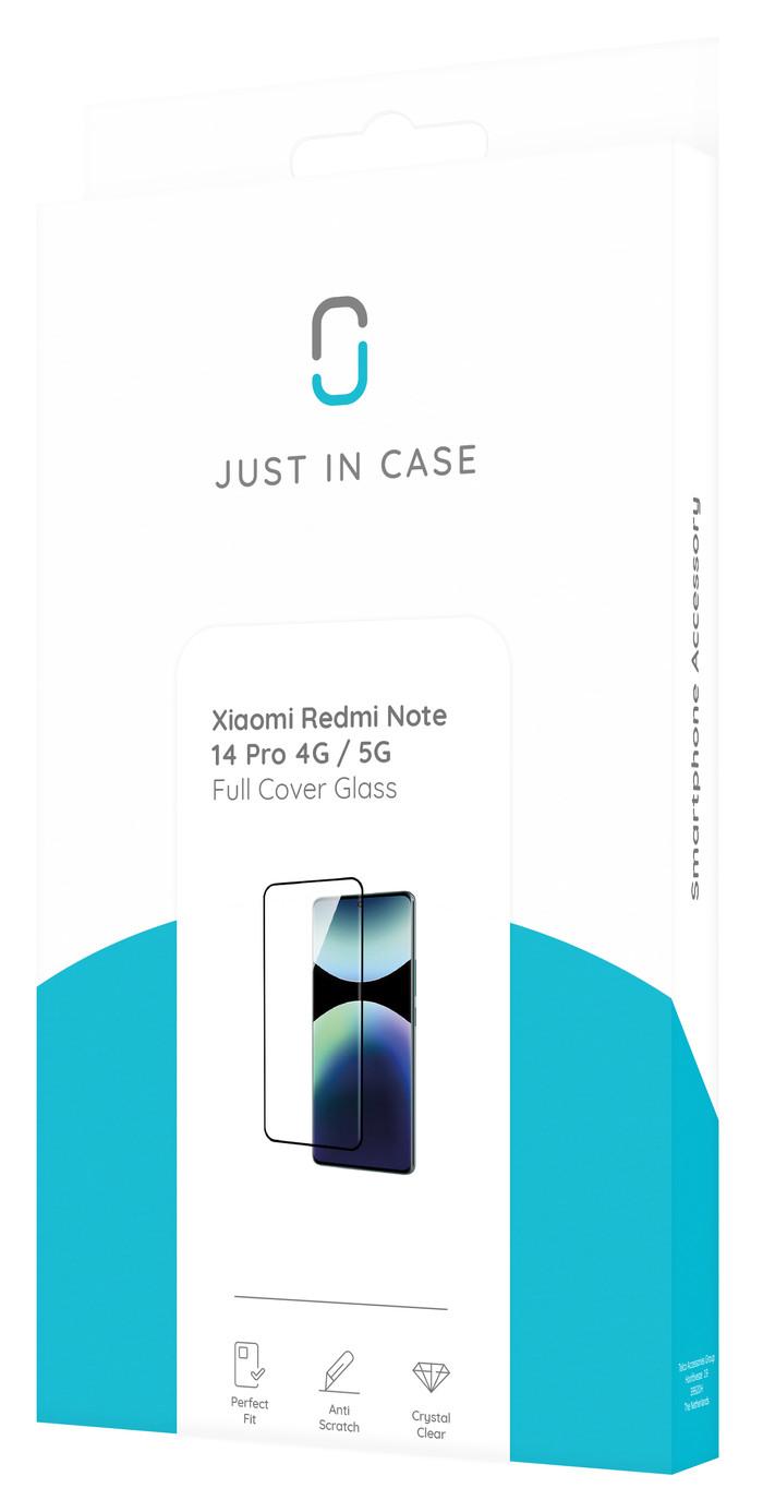 Just In Case Full Cover Xiaomi Redmi Note 14 Pro 4G/5G Screenprotector Zwart verpakking