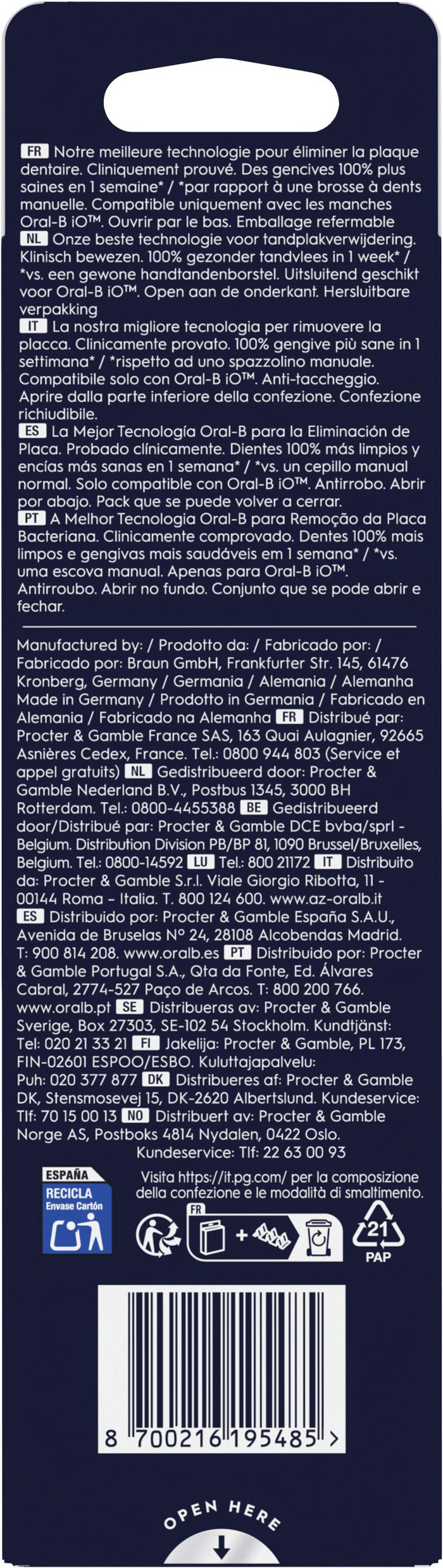 Oral-B iO Gentle Care Wit (6 stuks) verpakking