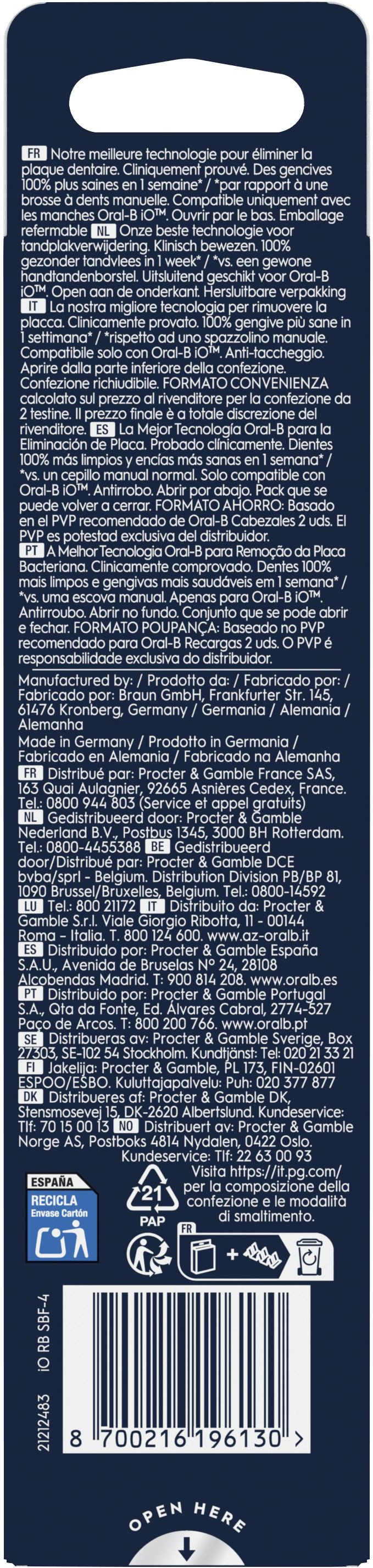 Oral-B iO Gentle Care Black (4 units) packaging