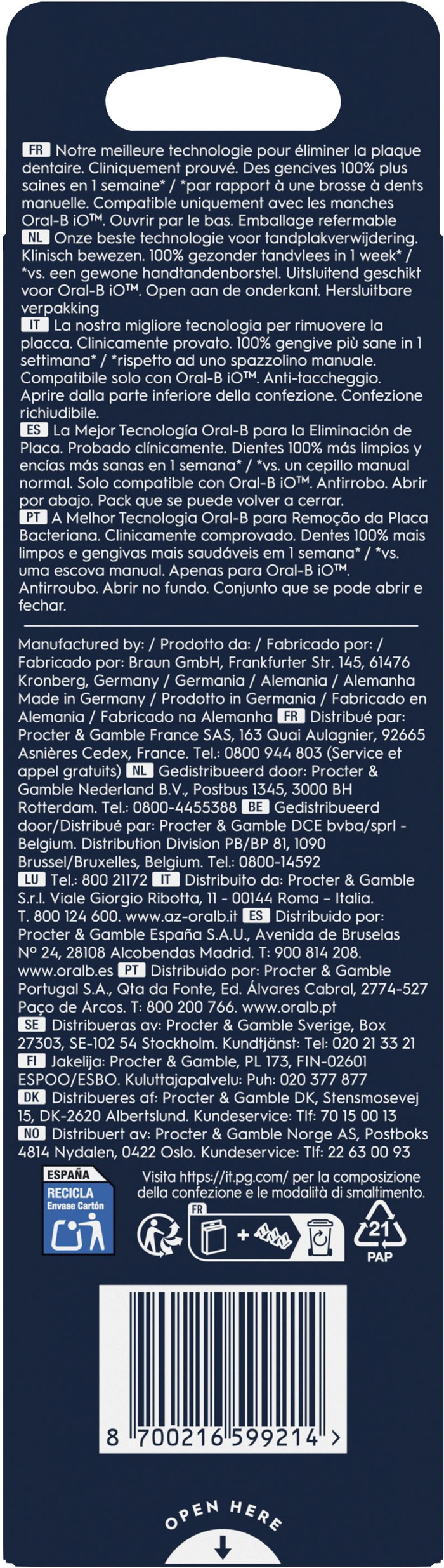 Oral-B iO Gentle Care Zwart (6 stuks) verpakking