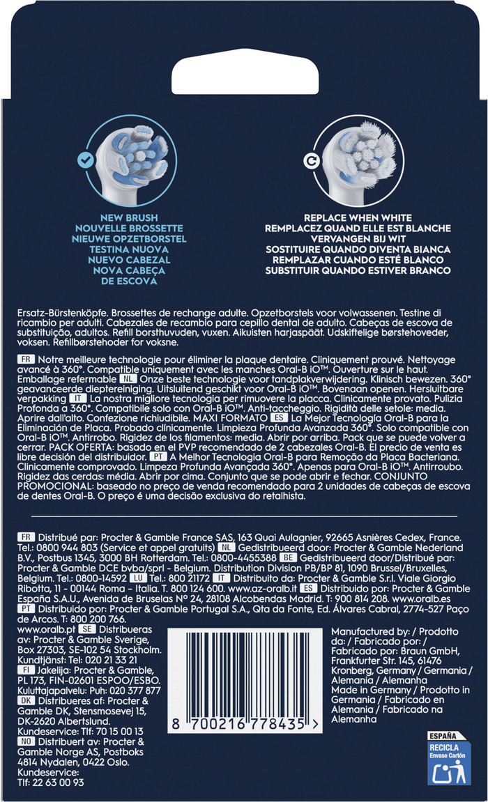 Oral-B iO 9n Bleu Marine + 8 Brossettes emballage