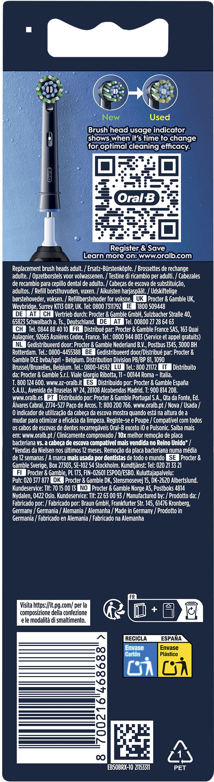 Oral-B Pro Cross Action Zwart (10 stuks) verpakking