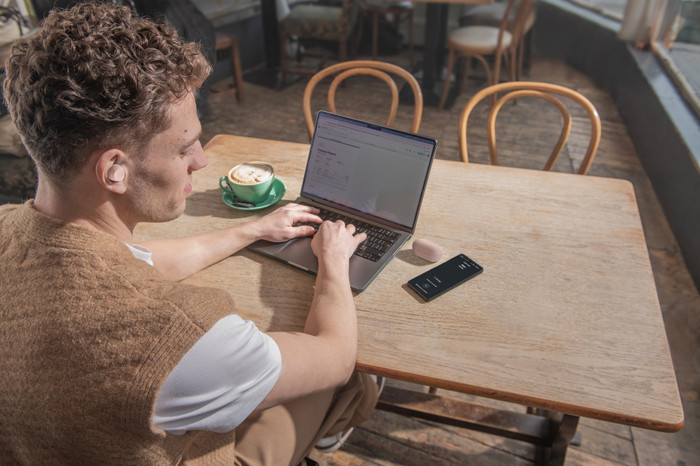 Sony WF-C710N Pink product in use