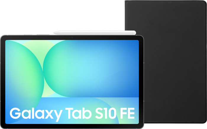 Samsung Galaxy Tab S10 FE 10,9 inch 256GB Wifi en 5G Grijs + BlueBuilt Book Case Zwart Main Image