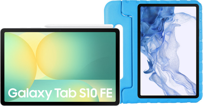 Samsung Galaxy Tab S10 FE 10,9 inch 128GB Wifi Zilver + Just in Case Kids Cover Blauw Main Image