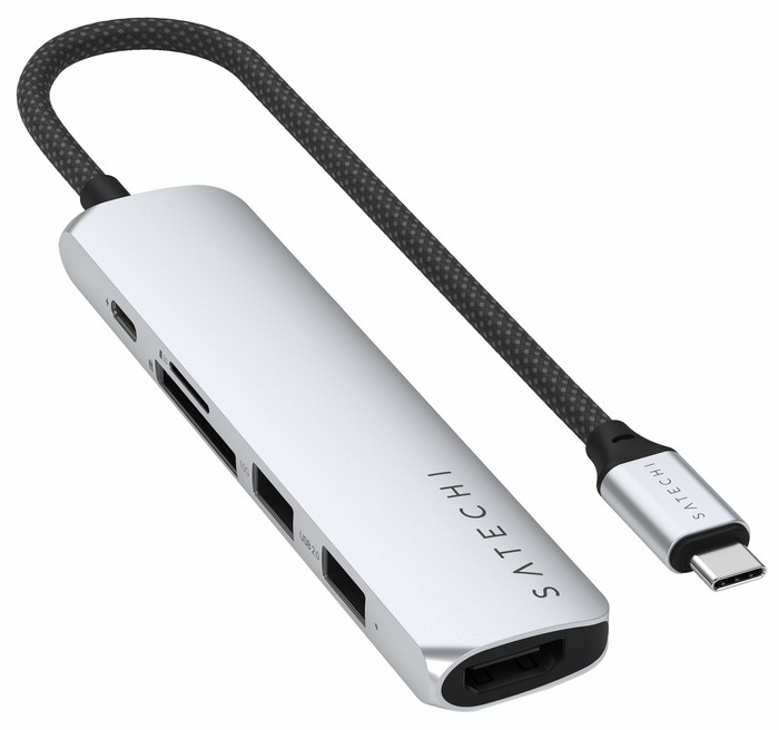 Satechi Type C Slim Multi-Port Adapter V2 Space Grey bovenkant