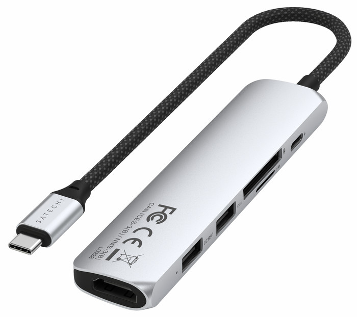 Satechi Type C Slim Multi-Port Adapter V2 Space Grey achterkant