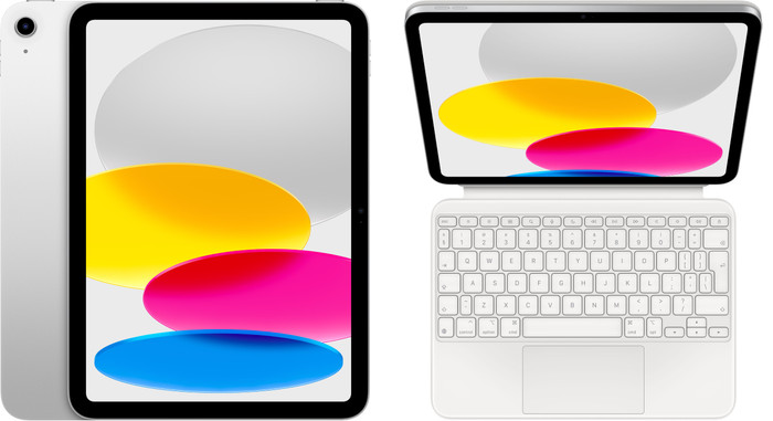 Apple iPad (2025) 11 inches 128GB WiFi Silver + Apple Magic Keyboard Folio AZERTY White Main Image