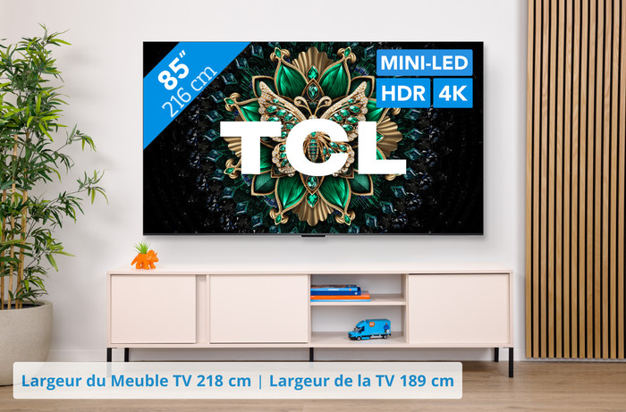 TCL 85" QD Mini-LED C61K 4K (2025) + TCL Q65H visuel Coolblue 1