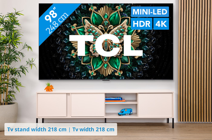 TCL 98 inches QD Mini-LED C61K 4K (2025) + TCL Q65H visual Coolblue 1