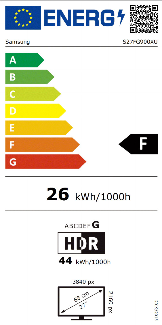 Samsung Odyssey 3D LS27FG900XUXEN energy label
