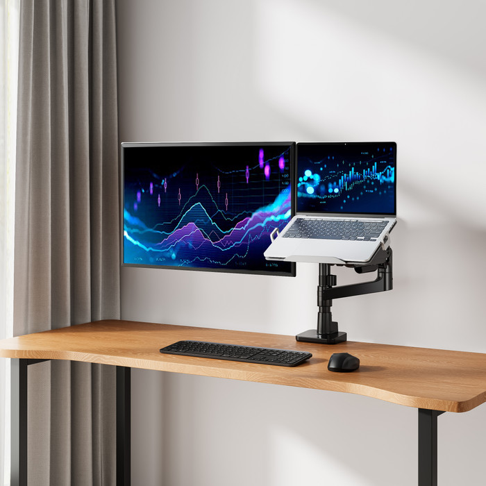 ACT AC8341 Monitor Arm 49 inches with Gas Spring for 1 Monitor with Laptop Holder product color detail