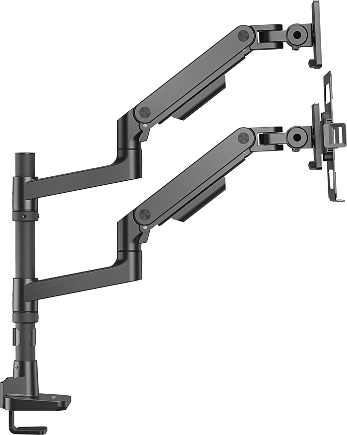 ACT AC8341 Monitor Arm 49 inches with Gas Spring for 1 Monitor with Laptop Holder left side