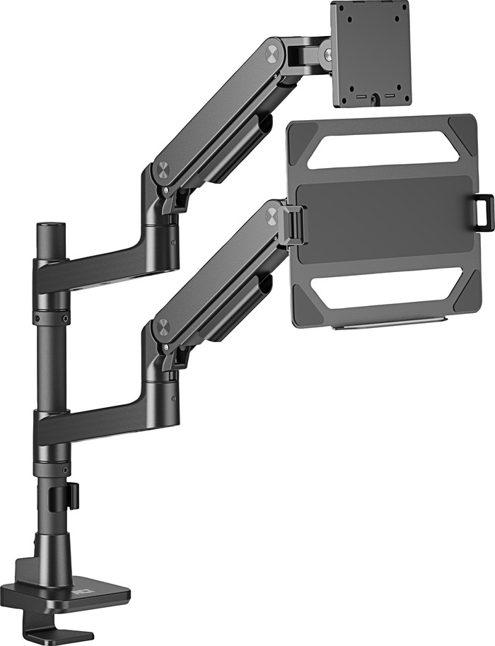 ACT AC8341 Monitor Arm 49 inches with Gas Spring for 1 Monitor with Laptop Holder left side