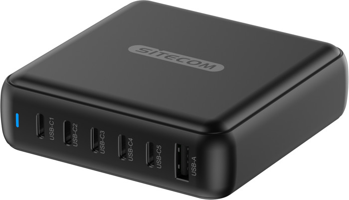Sitecom 200 W GaN Power Delivery Support de Charge Mural + Sitecom Câble USB-C vers USB-C 2 m côté gauche